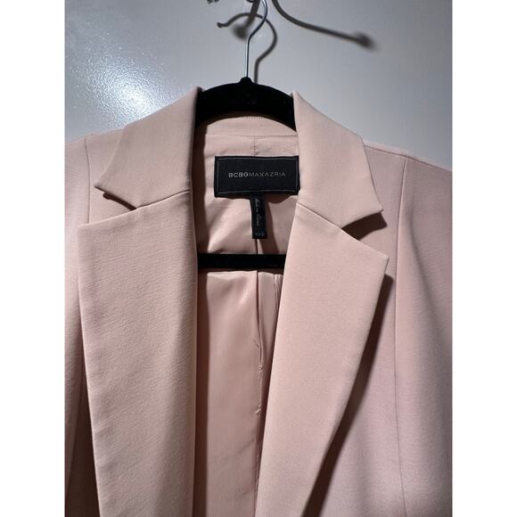 BCBGMAXAZRIA Women's Light Pink Nude Peplum Blazer Longline Size XXS - Picture 3 of 6